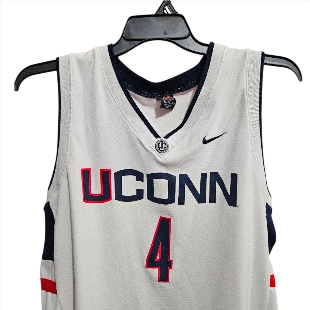 Nike Elite UConn Huskies Basketball Jersey Mens XL White Navy Red #4 Team - Picture 2 of 9